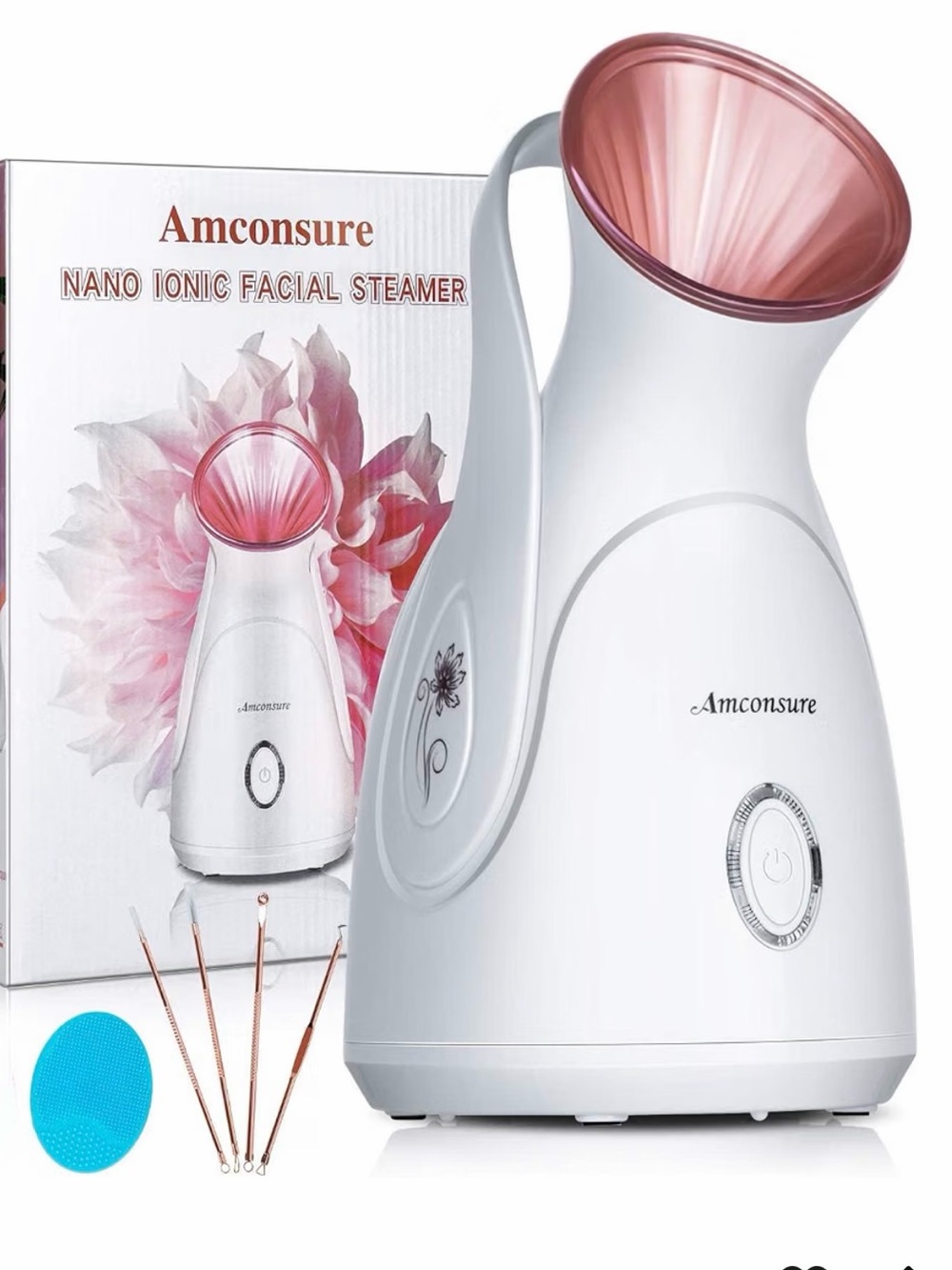 Facial Steamer, Amconsure Nano Ionic Face Steamer for Home-  Rose Gold